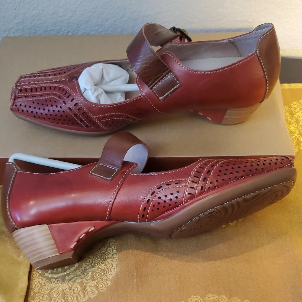 🦋NIB Pikolinos Red Leather Mary Jane Shoes - Picture 9 of 16